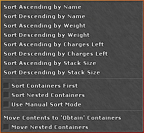 Novo menu para backpacks.