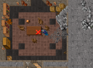 Use uma Pick na ponta rachada da mesa para obter uma Unworked Sacred Wood. Mensagem: The cracked part of the table lets you cut out a large chunk of wood with your pick.