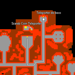 Após atravessar o teleporter do scarab coin, siga a rota indicada para chegar no portal do boss.