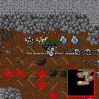 Personagem coletando prata.