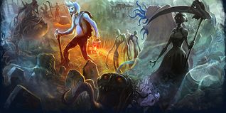 A Escuridão Antes do Amanhecer - Update 12.30 - Inverno 2019 Na ilustração podemos ver: O NPC Para Norbert ao fundo, o outfit de recompensa da quest: Poltergeist Outfits montado em uma Haze. Podemos ver também, alguns bosses da Feaster of Souls Quest: Thaian, Vok the Freakish, Irgix the Flimsy, Unaz the Mean, The Fear Feaster, The Unwelcome e a The Dread Maiden.