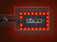 Quatro jogadores de level 100 ou mais devem se alinhar nos espaços e puxar a alavanca para ser teleportados até a quest.