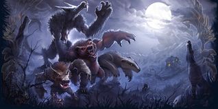Antigas trilhas, novas descobertas! - Update 10.80 - Verão 2015 Na ilustração podemos ver: A ilha de Grimvale em noite de lua cheia e as criaturas Werebadger, Wereboar, Werebear e Feroxa.