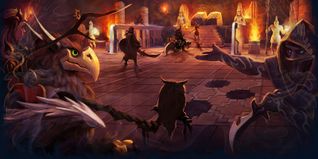 Bem-vindos a Kilmaresh! - Update 12.20 - Verão 2019 Na ilustração podemos ver: Aventureiros desvendando alguns sarcófagos fazendo referencia a Grave Danger Quest, e o outfit de recompensa da quest: Hand of the Inquisition Outfits. Podemos ver também um Owl Keeper Outfits montado em uma Gryphon (Mount).