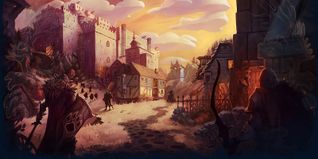 Tempos de Turbulência - Update 12.40 - Verão 2020 Na ilustração podemos ver: O castelo da ilha de Bounac sendo atacado por Usurper Knights e Usurper Archers.