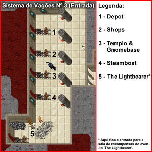 Quarto conjunto de vagões na entrada de Kazordoon
