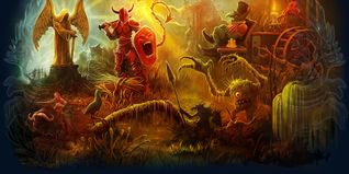 Venore Brilha em uma Nova Luz! - Update 9.8 - Inverno 2012 Na ilustração podemos ver: O Pântano de Venore, Marsh Stalker, Swampling, montaria Water Buffalo, Demon Outfit, O goblin Rafzan, Coryms e Lost Dwarves ao fundo.